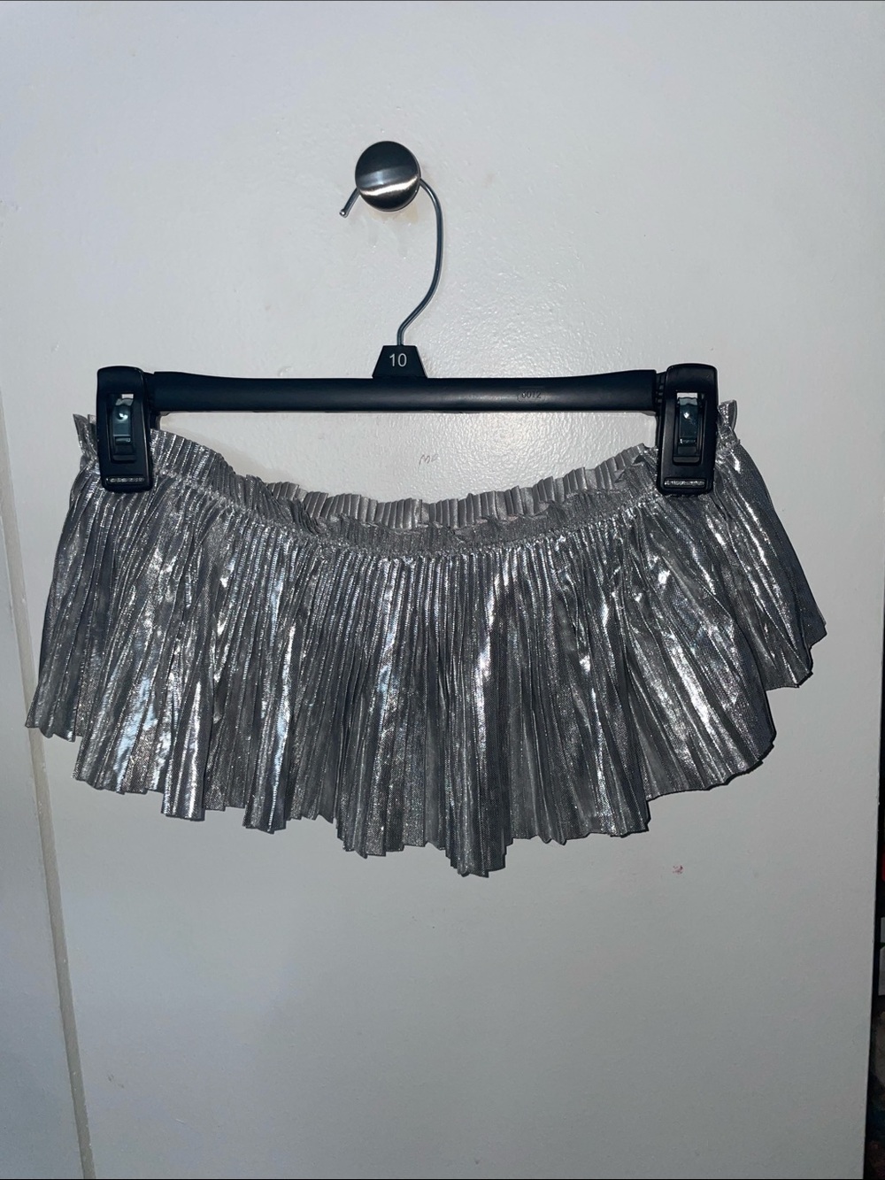 Metallic Silver Pleated Mini Cropped Top